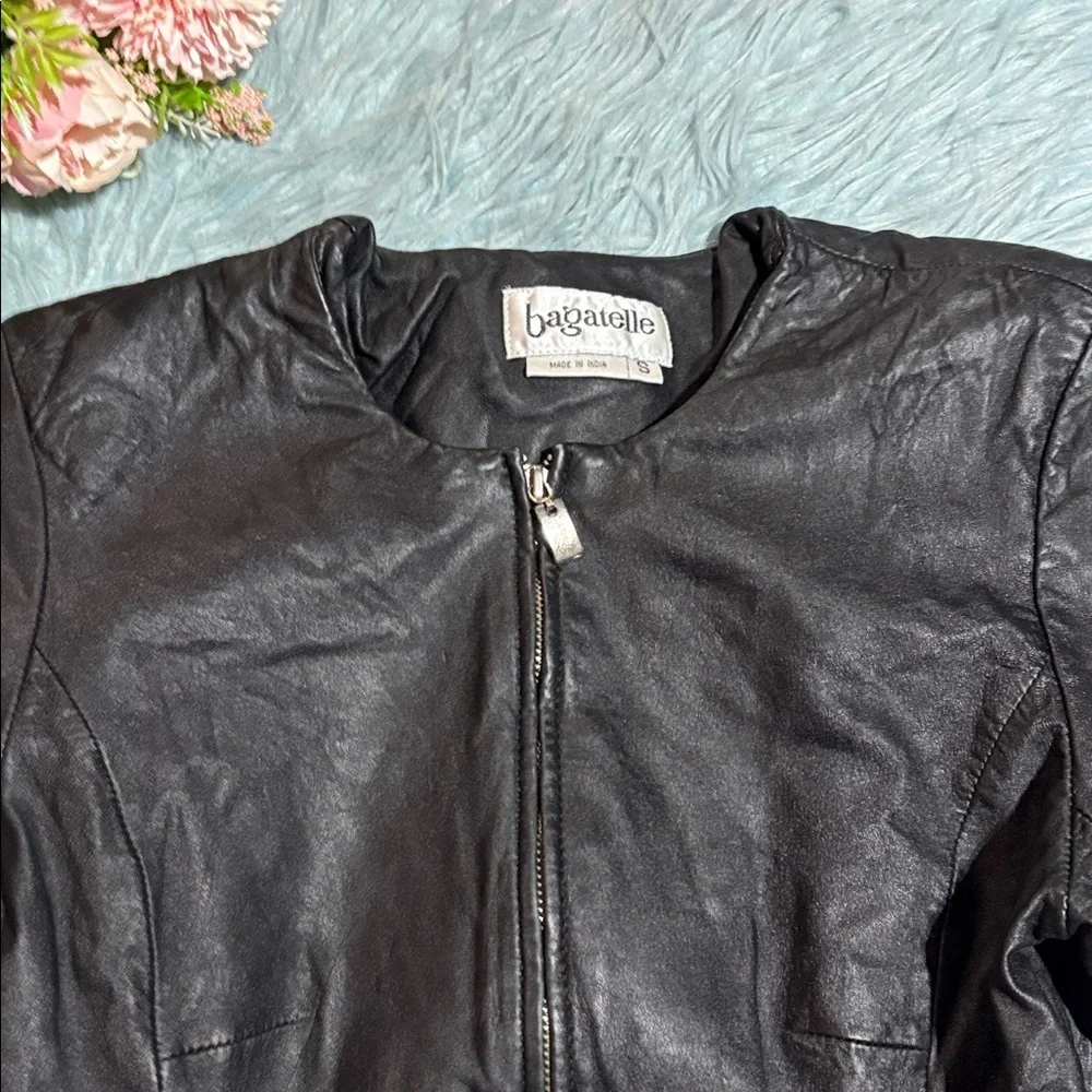 Vintage bagatelle Black Genuine Leather Biker Jacket sz S